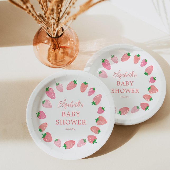 Assiettes En Carton Un Baby shower de fraises doux au Berry (Créateur téléchargé)