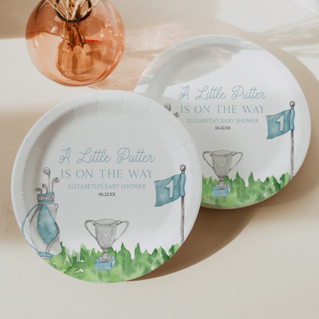 Assiettes En Carton Un Baby shower De Golf Un Peu Bleu (Créateur téléchargé)
