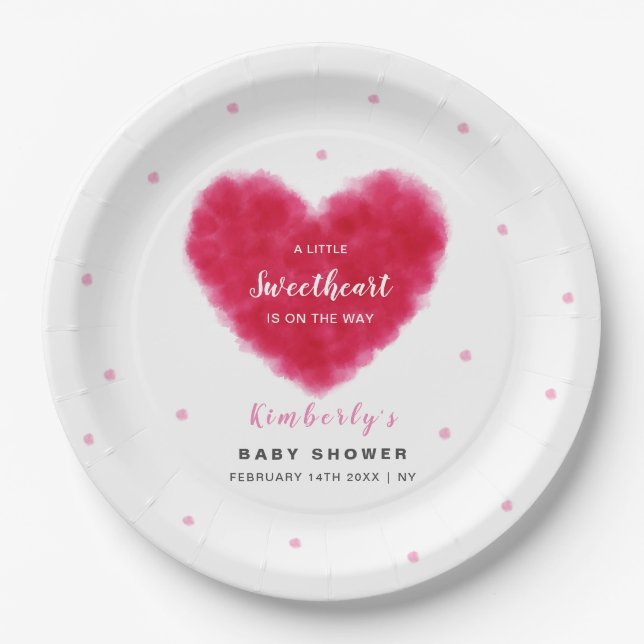 Assiettes En Carton Un Baby shower de Valentines un peu amoureux (Devant)