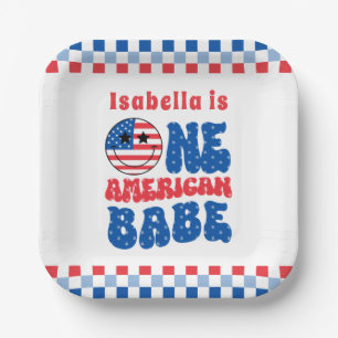 Assiettes En Carton Un bébé américain 4 juillet été 1er anniversaire