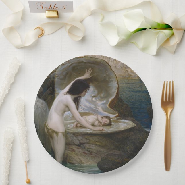 Assiettes En Carton Un bébé aquatique retrouvé dans un coquillage par  (Mariage)