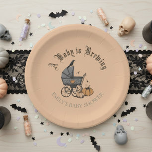 Assiettes En Carton Un bébé brasse Baby shower Plaque de papier orange
