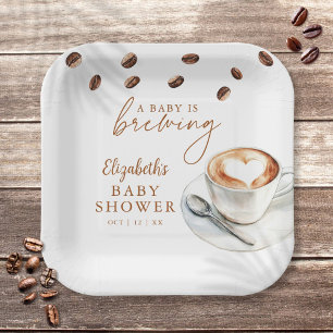 Assiettes En Carton Un Bébé Brasse Du Baby shower De Café