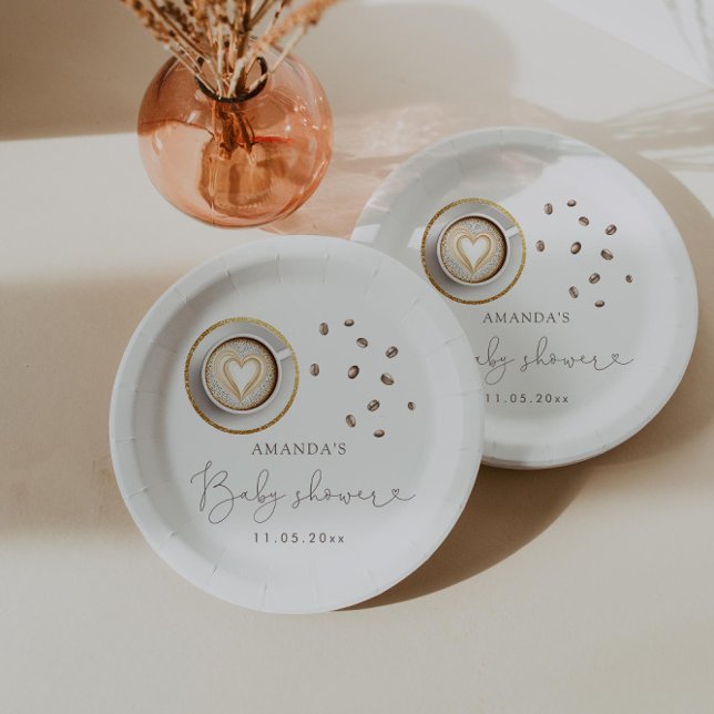 Assiettes En Carton Un Bébé Brasse Du Baby shower De Café (Créateur téléchargé)