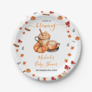 Assiettes En Carton Un Bébé brasse un Baby shower Citrouille Spice Cof