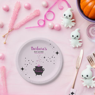 Assiettes En Carton Un bébé brasse un Baby shower d'Halloween