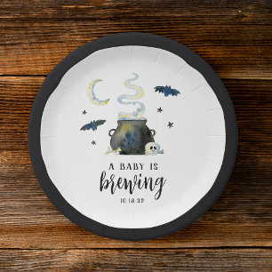 Assiettes En Carton Un Bébé est en train de brasser Baby shower d'Ha