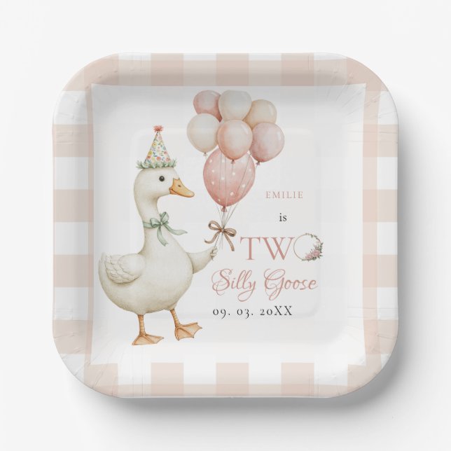 Assiettes En Carton Un bébé sot d'oie 2e anniversaire (Recto)