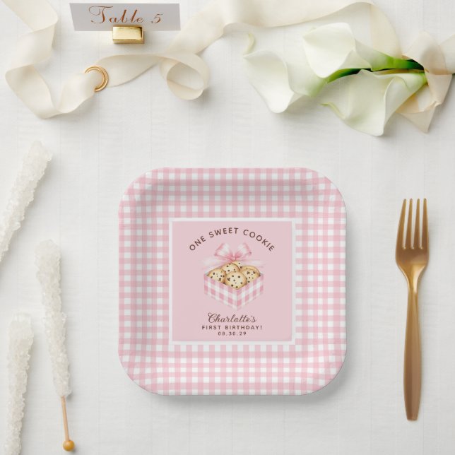 Assiettes En Carton Un biscuit intelligent Filles premier anniversaire (Mariage)