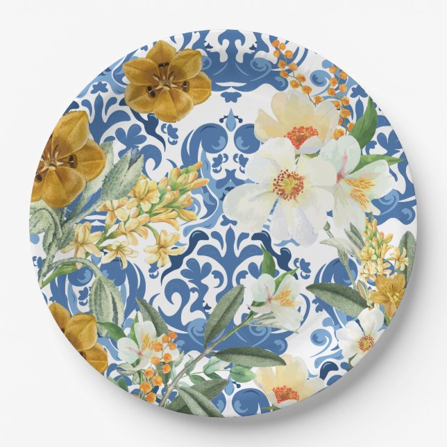 Assiettes En Carton Un bleu marine Fête des mariées bleue Bienvenue (Devant)