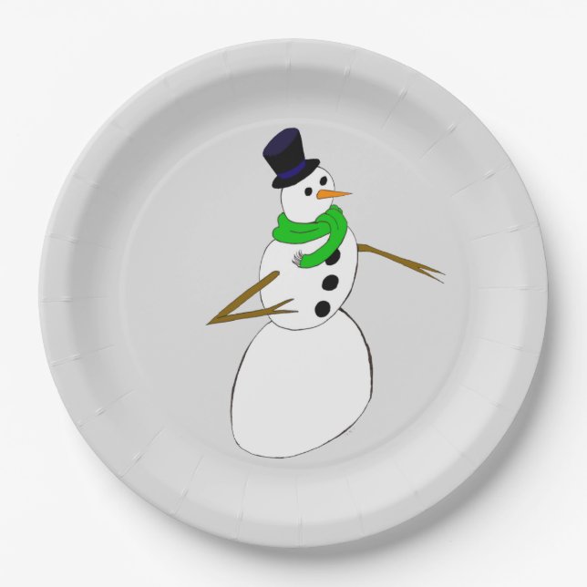 Assiettes En Carton un bonhomme de neige (Devant)