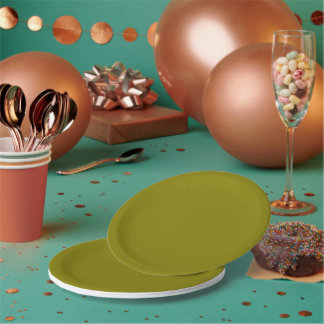 Assiettes En Carton Un champ carré de couleur vert olive atténué