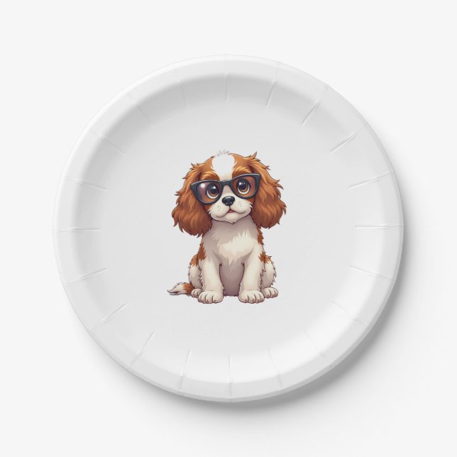 Assiettes En Carton Un chien mignon King Charles Spaniel COPY (Devant)