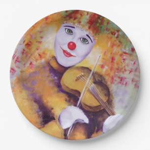 Assiettes En Carton Un clown doux jouant du violon