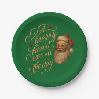 Assiettes En Carton Un cœur joyeux va tout le jour Santa