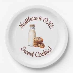 Assiettes En Carton Un Cookie Sucré ! Première fête d'anniversaire
