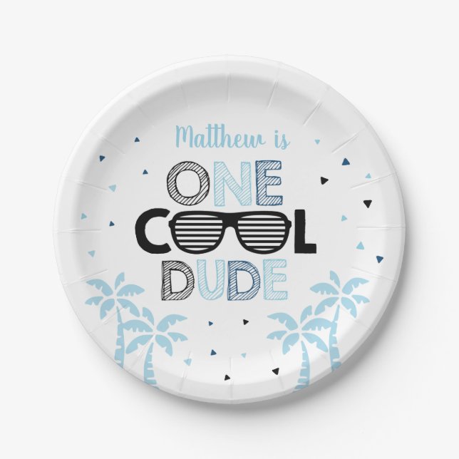 Assiettes En Carton Un Cool Dude Sunglass Boy Premier anniversaire (Devant)