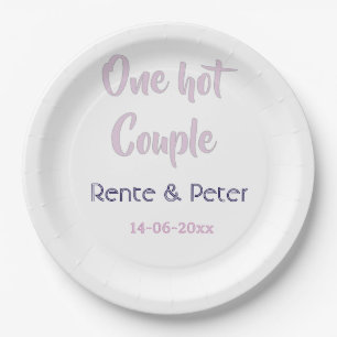 Assiettes En Carton Un couple chaud ajouter nom pastel violet rétro mo