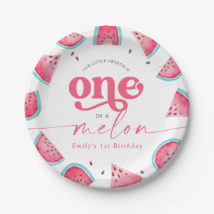 Assiettes En Carton Un dans la pastèque Melon 1er fête d'anniversaire