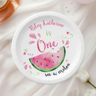Assiettes En Carton Un dans la pastèque Melon Anniversaire