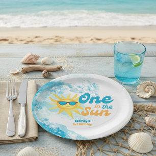 Assiettes En Carton Un dans le soleil 1er anniversaire de plage ☀️