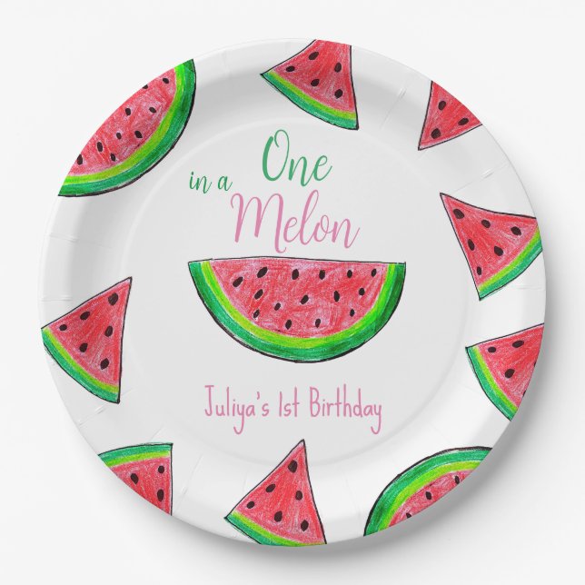 Assiettes En Carton Un dans un melon 1er anniversaire (Devant)