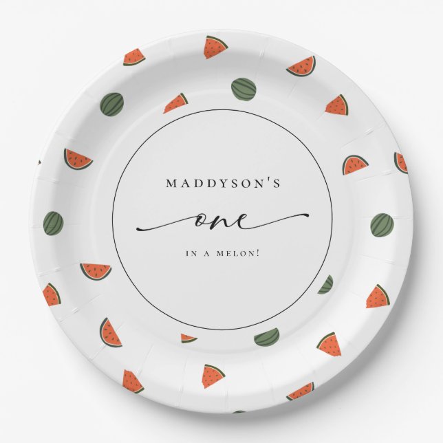 Assiettes En Carton Un dans un Melon 1er anniversaire (Devant)