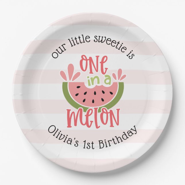 Assiettes En Carton Un Dans Un Melon Watermelon Premier anniversaire (Devant)