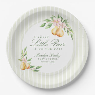 Assiettes En Carton Un doux Baby shower d'aquarelle Little Pear Pastel