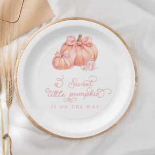 Assiettes En Carton Un doux petit Baby shower Citrouille rose Bow