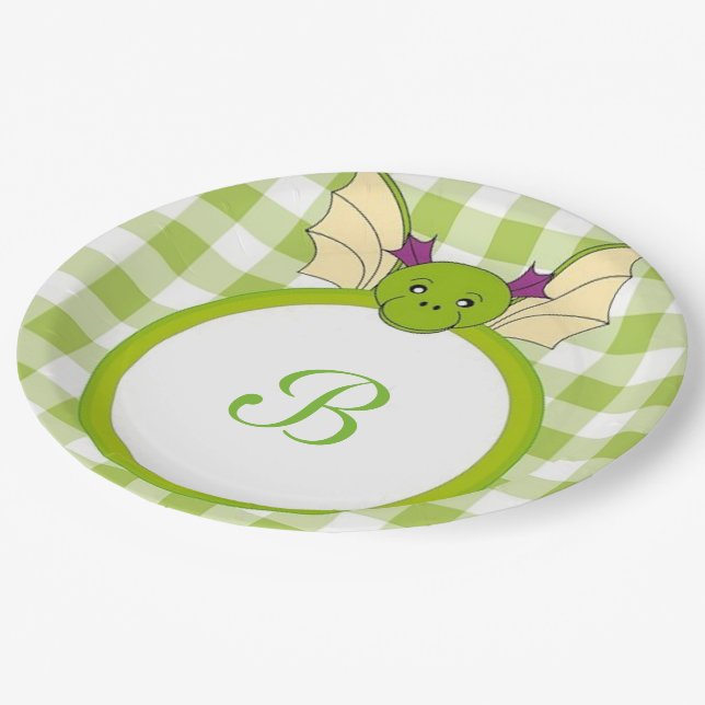 Assiettes En Carton Un dragon de plaid (Angle)