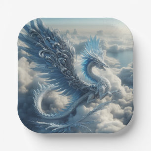 Assiettes En Carton Un dragon superbe entouré de nuages