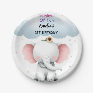 Assiettes En Carton Un éléphant blanc bois Anniversaire 1er anniversai