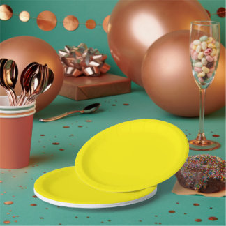 Assiettes En Carton Un fond jaune vif uniforme
