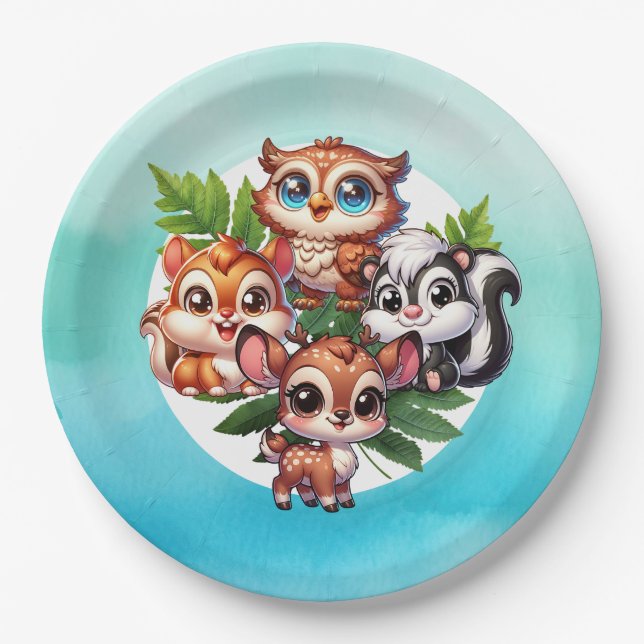 Assiettes En Carton Un garçon | Baby shower des créations forestières (Devant)