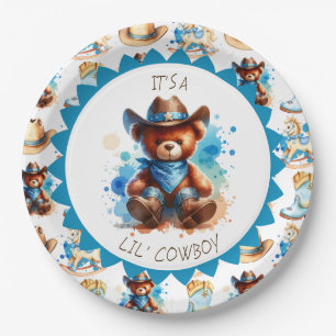 Assiettes En Carton Un garçon   Le Baby shower du garçon Cowboy Teddy 