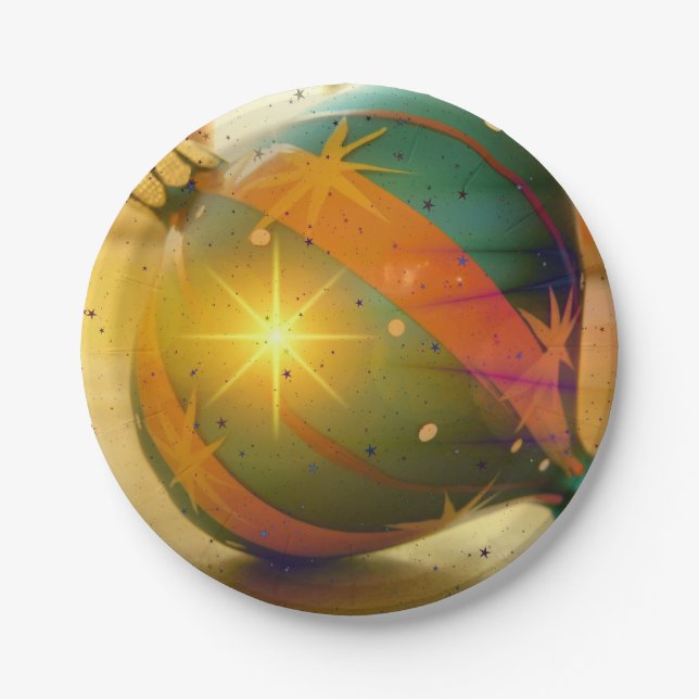 Assiettes En Carton Un gros ornement de Noël brillant (Devant)