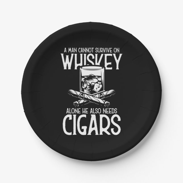 Assiettes En Carton Un Homme Qui Aime Le Whiskey Et Le Cigar (Devant)