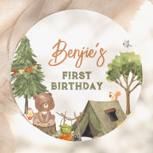 Assiettes En Carton Un joyeux Camper Woodland Boy 1ère fête d'annivers