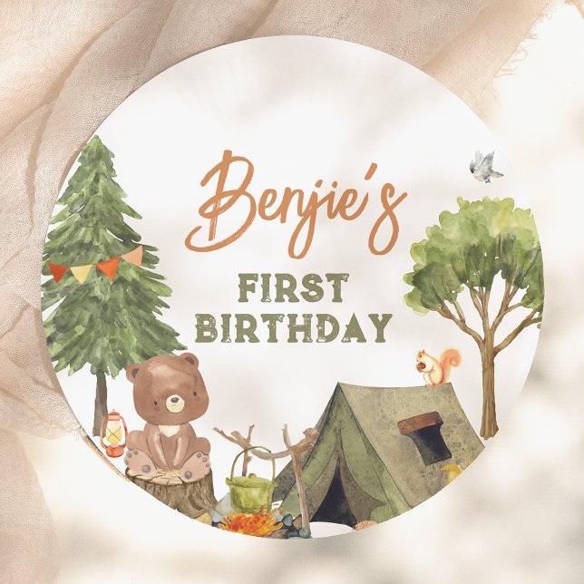 Assiettes En Carton Un joyeux Camper Woodland Boy 1ère fête d'annivers (Créateur téléchargé)