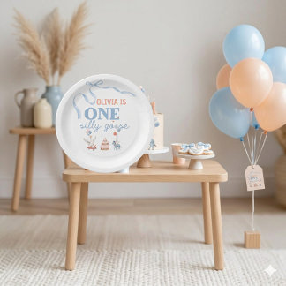 Assiettes En Carton Un Joyeux Oie 1er Anniversaire Bleu Rose Pastel