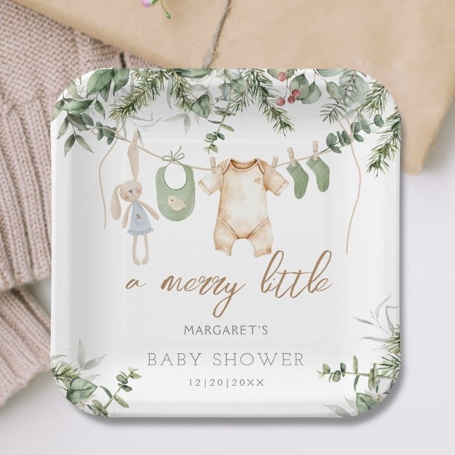 Assiettes En Carton Un joyeux petit | Baby shower d'hiver Boho Boy (Créateur téléchargé)