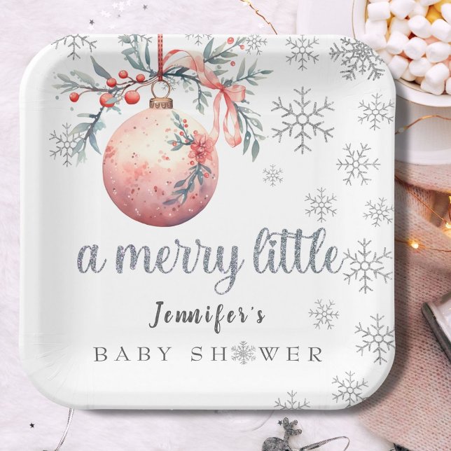 Assiettes En Carton Un joyeux petit Baby shower d'hiver de Noël (Créateur téléchargé)