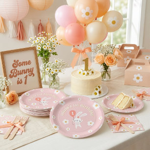 Assiettes En Carton Un Lapin Est Un Anniversaire Rétro Mignon Pour Un