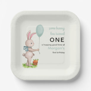 Assiettes En Carton Un lapin est un mignon lapin Ballot 1er anniversai