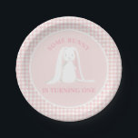 Assiettes En Carton Un lapin est un rose En vichy anniversaire<br><div class="desc">Certains Bunny premier anniversaire rose printemps en vichy fête d'anniversaire boules et assiettes de papier.</div>