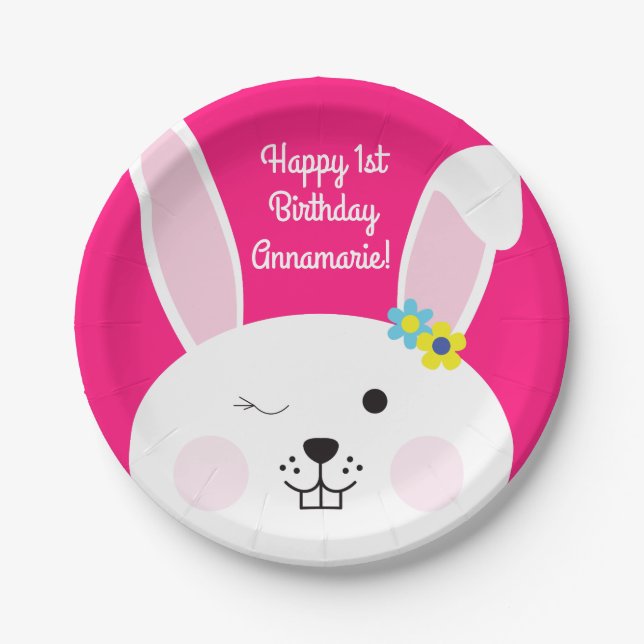 Assiettes En Carton Un lapin mignon, un lapin mignon, 1er anniversaire (Devant)