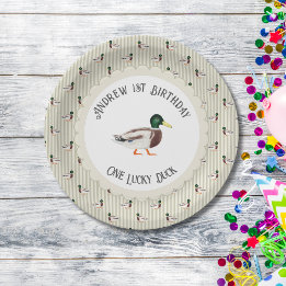 Assiettes En Carton Un Lucky Duck Mallard 1er anniversaire