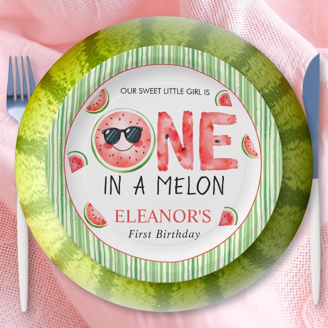 Assiettes En Carton Un melon d'anniversaire 1ère fête de pastèque (Créateur téléchargé)