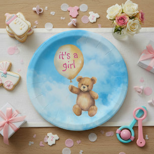 Assiettes En Carton Un mignon ours en peluche c'est un baby shower de